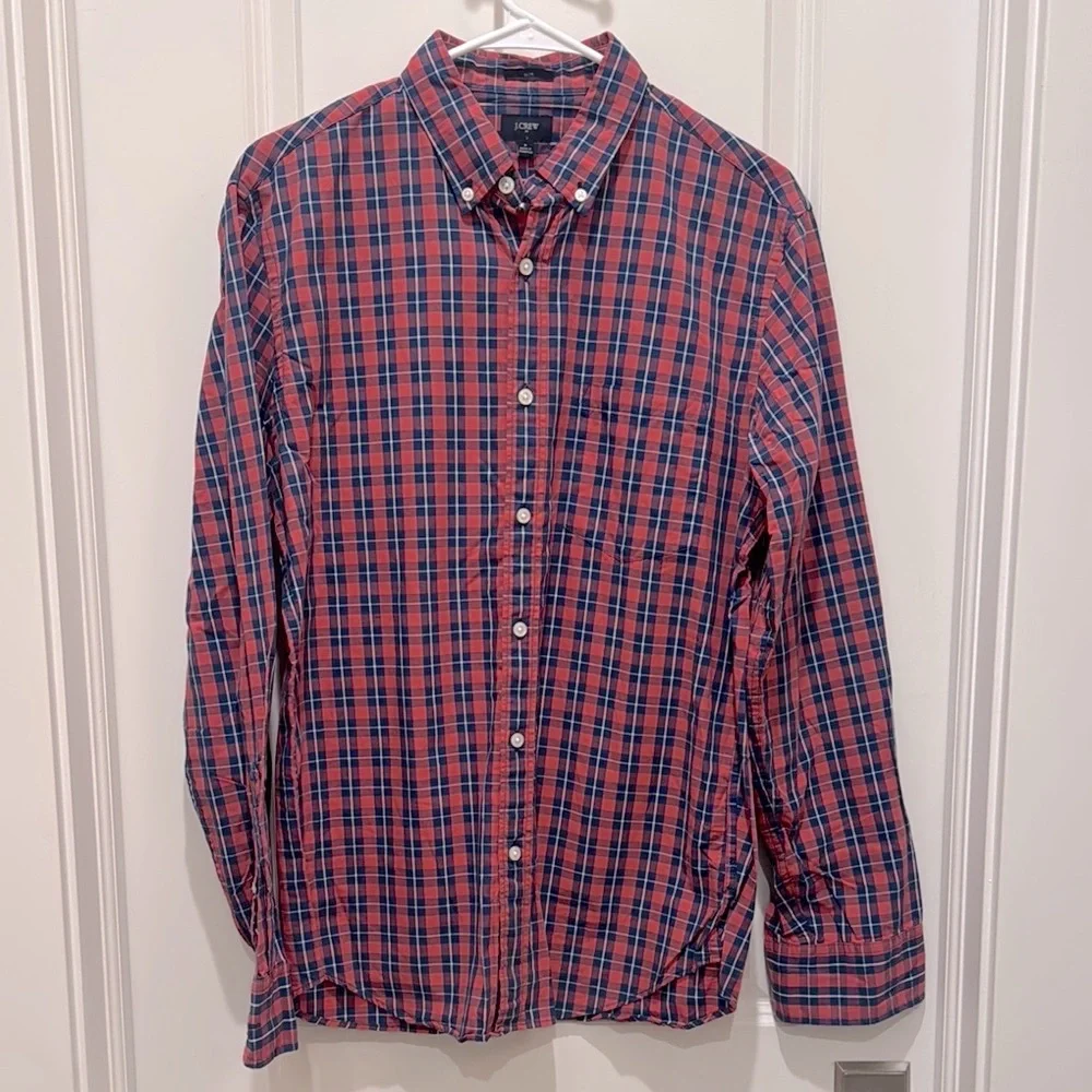J. Crew Men's Medium Slim Casual Plaid Button Down Shirt